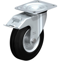 Поворотний ролик «Blickle» LE-VE Ø 125 мм з кріпильною панеллю та фіксатором “stop-fix”